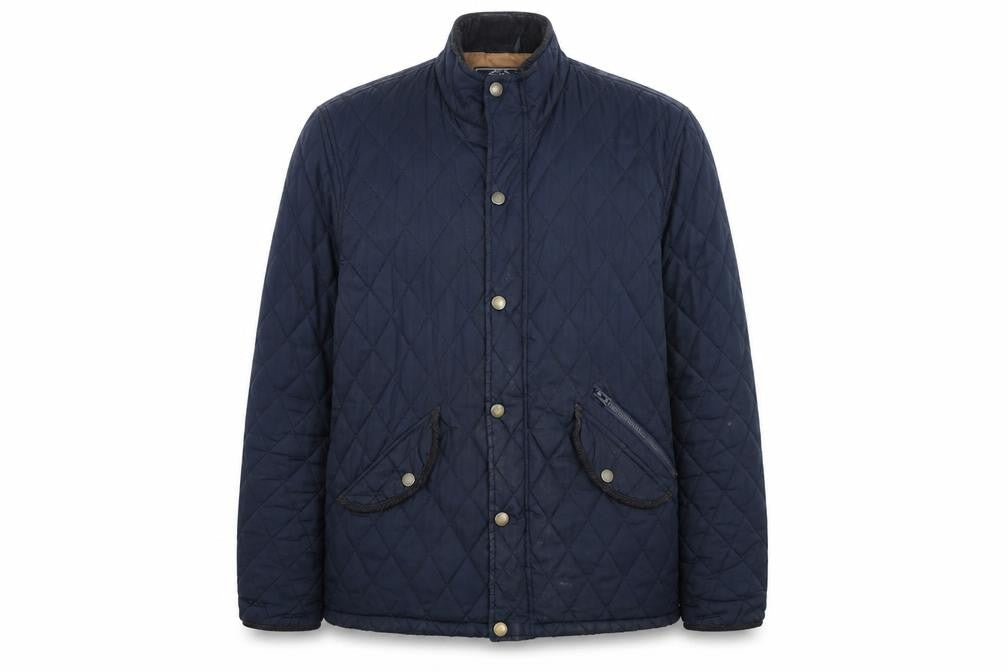 Easy Womens Blue Argyle/Diamond  Pea Coat Coat Size M