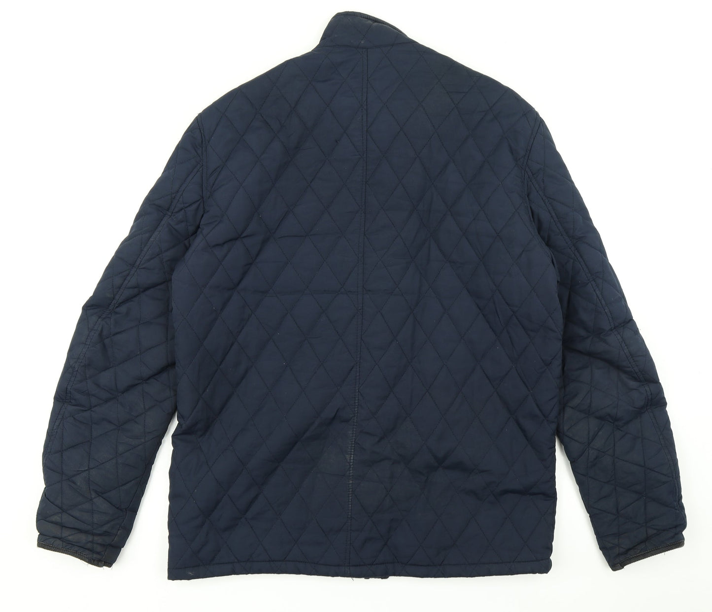 Easy Womens Blue Argyle/Diamond  Pea Coat Coat Size M