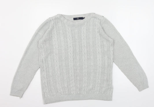 Isle Womens Grey  Knit Pullover Jumper Size 14