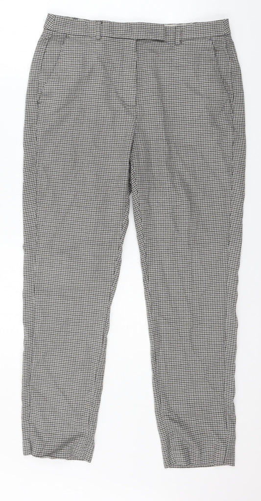 Marks and Spencer Womens Green Houndstooth  Trousers  Size 12 L25 in