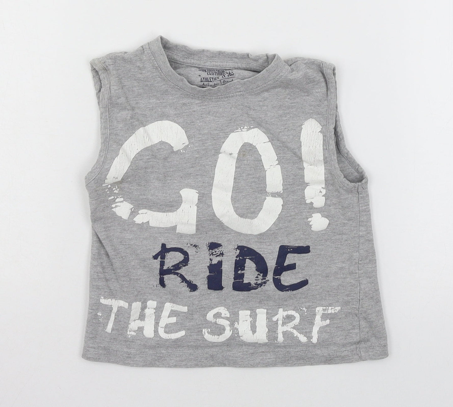 Matalan Boys Grey  Jersey Basic Tank Size 3 Years  - Ride the surf