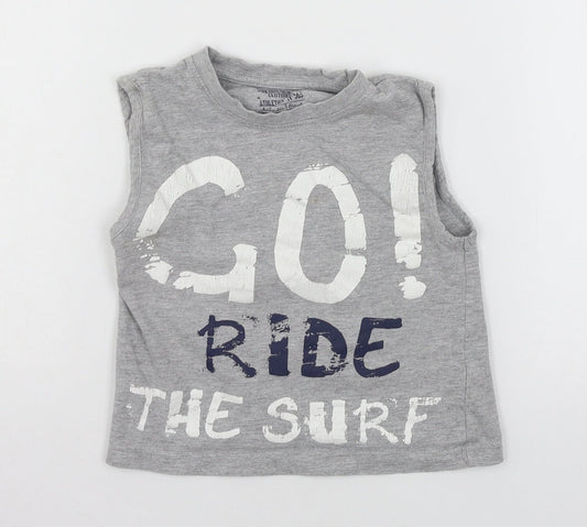Matalan Boys Grey  Jersey Basic Tank Size 3 Years  - Ride the surf
