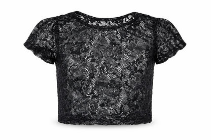Front view of F&F girls’ black floral basic t-shirt, size 8-9, years