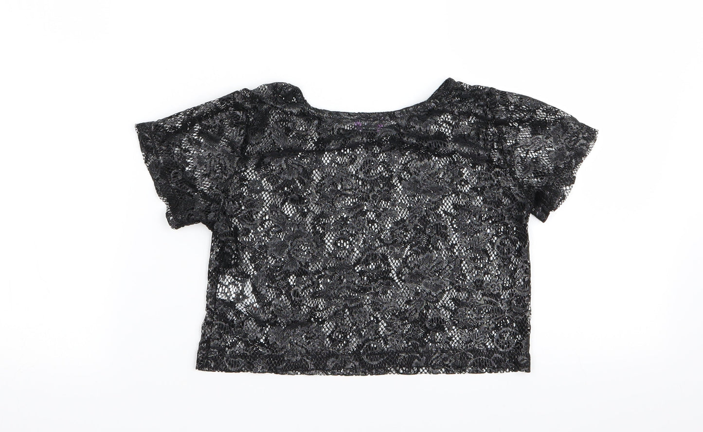 F&F Girls Black Floral  Basic T-Shirt Size 8-9 Years