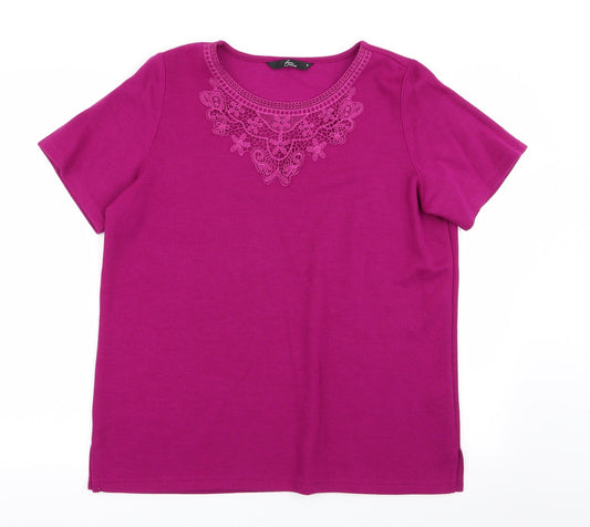 Bm collection Womens Purple Geometric  Basic T-Shirt Size M