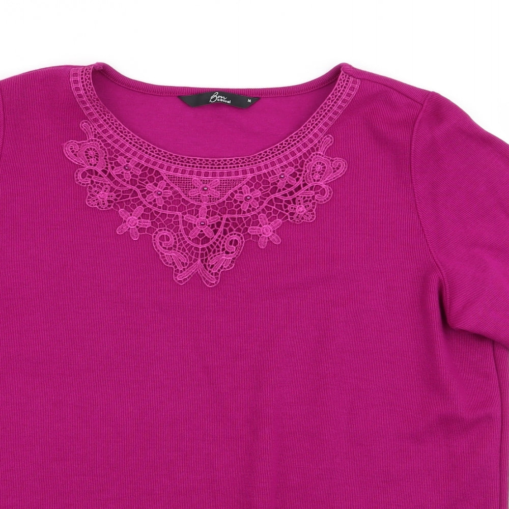 Bm collection Womens Purple Geometric  Basic T-Shirt Size M
