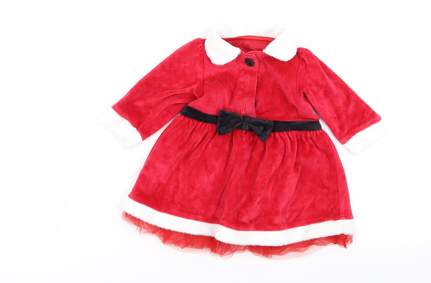 M&S Girls Red   Fit & Flare  Size 0-3 Months  - christmas