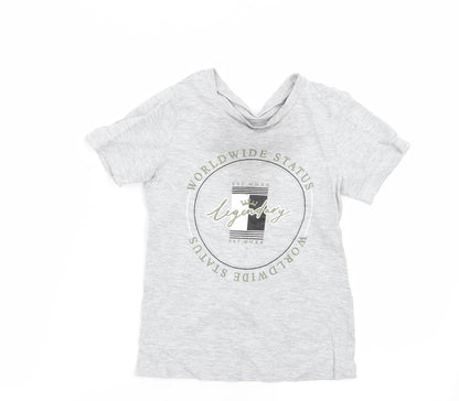 Additional front view of Asda George girls’ grey basic t-shirt, size 4-5, years