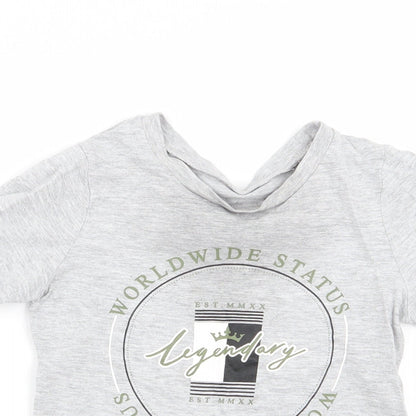 Close-up detail of Asda George girls’ grey basic t-shirt, size 4-5, years