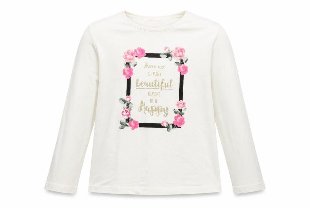 peimark Girls White Floral  Basic T-Shirt Size 9-10 Years