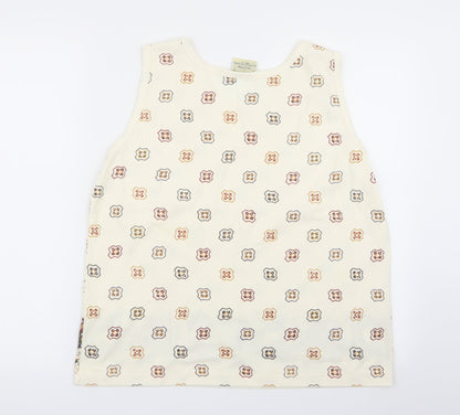 janique Womens Beige Geometric  Basic Tank Size L