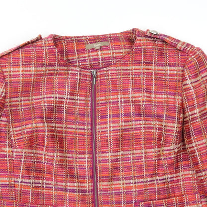 Close-up detail of Soon women’s pink jacket, size UK 14