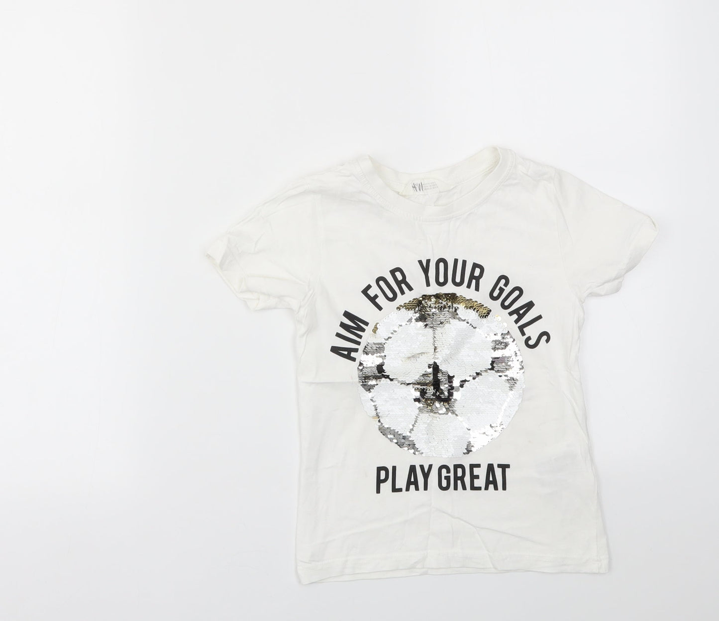 H&M Girls White   Basic T-Shirt Size 4-5 Years