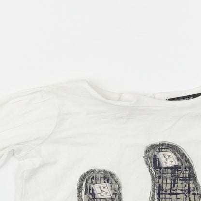 Close-up detail of Marks & Spencer girls’ white basic t-shirt, size 12-18, months