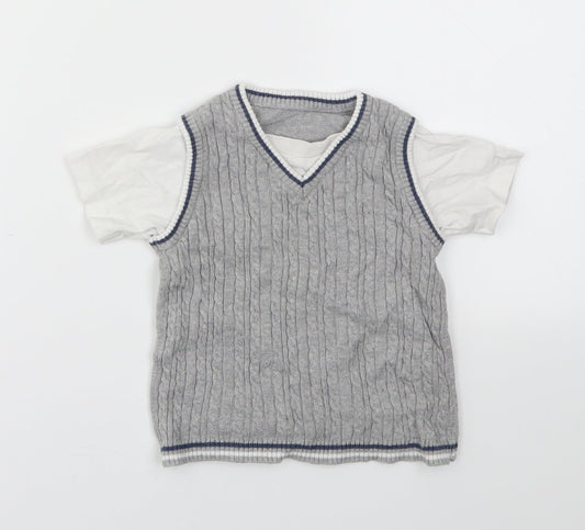 George Boys Grey   Basic T-Shirt Size 9-12 Months