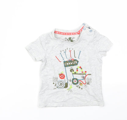 Additional front view of Tu boys’ grey basic t-shirt, size 9-12, months