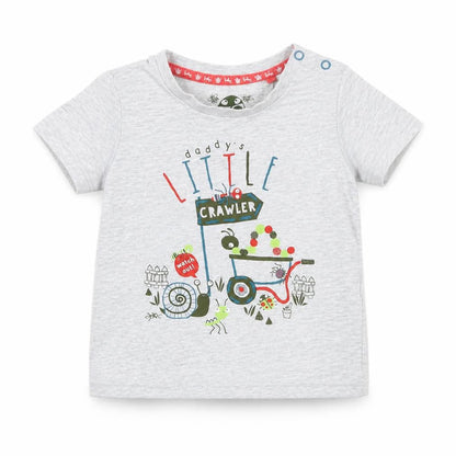 Front view of Tu boys’ grey basic t-shirt, size 9-12, months
