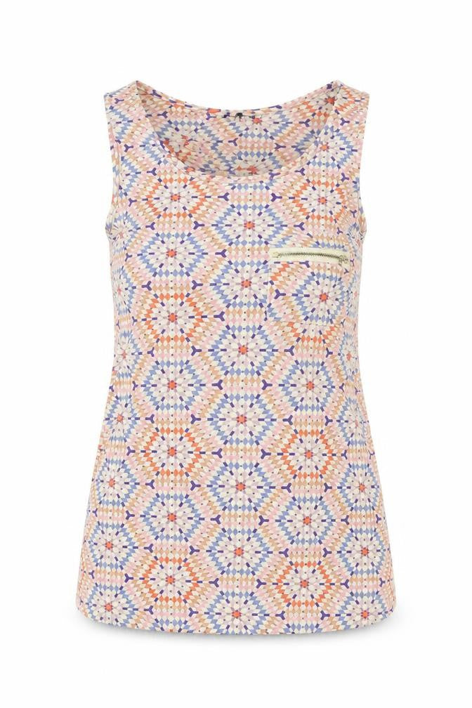 Warehouse Womens Ivory Geometric  Basic T-Shirt Size 6