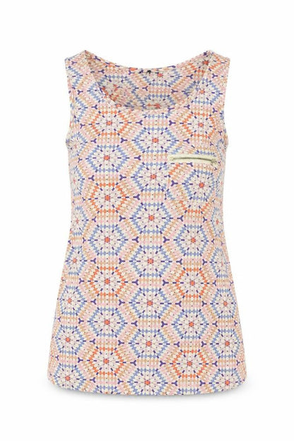 Warehouse Womens Ivory Geometric  Basic T-Shirt Size 6