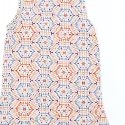 Warehouse Womens Ivory Geometric  Basic T-Shirt Size 6