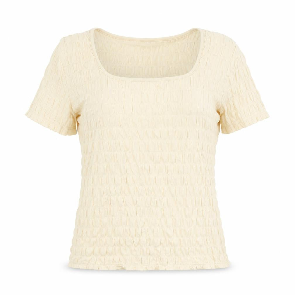 afibel Womens Beige Colourblock  Basic T-Shirt Size 10