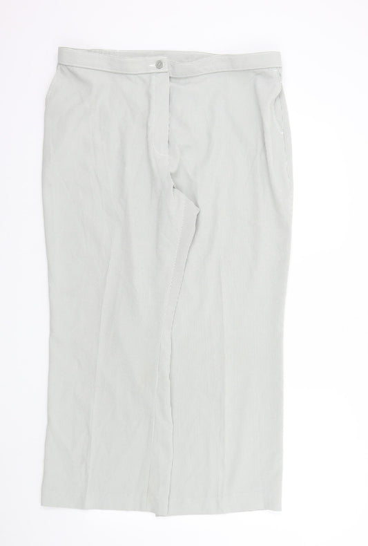 M&S Womens Green Striped  Trousers  Size 20 L26 in