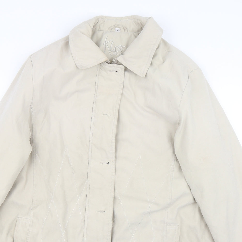 Klass Womens Beige   Overcoat Coat Size L