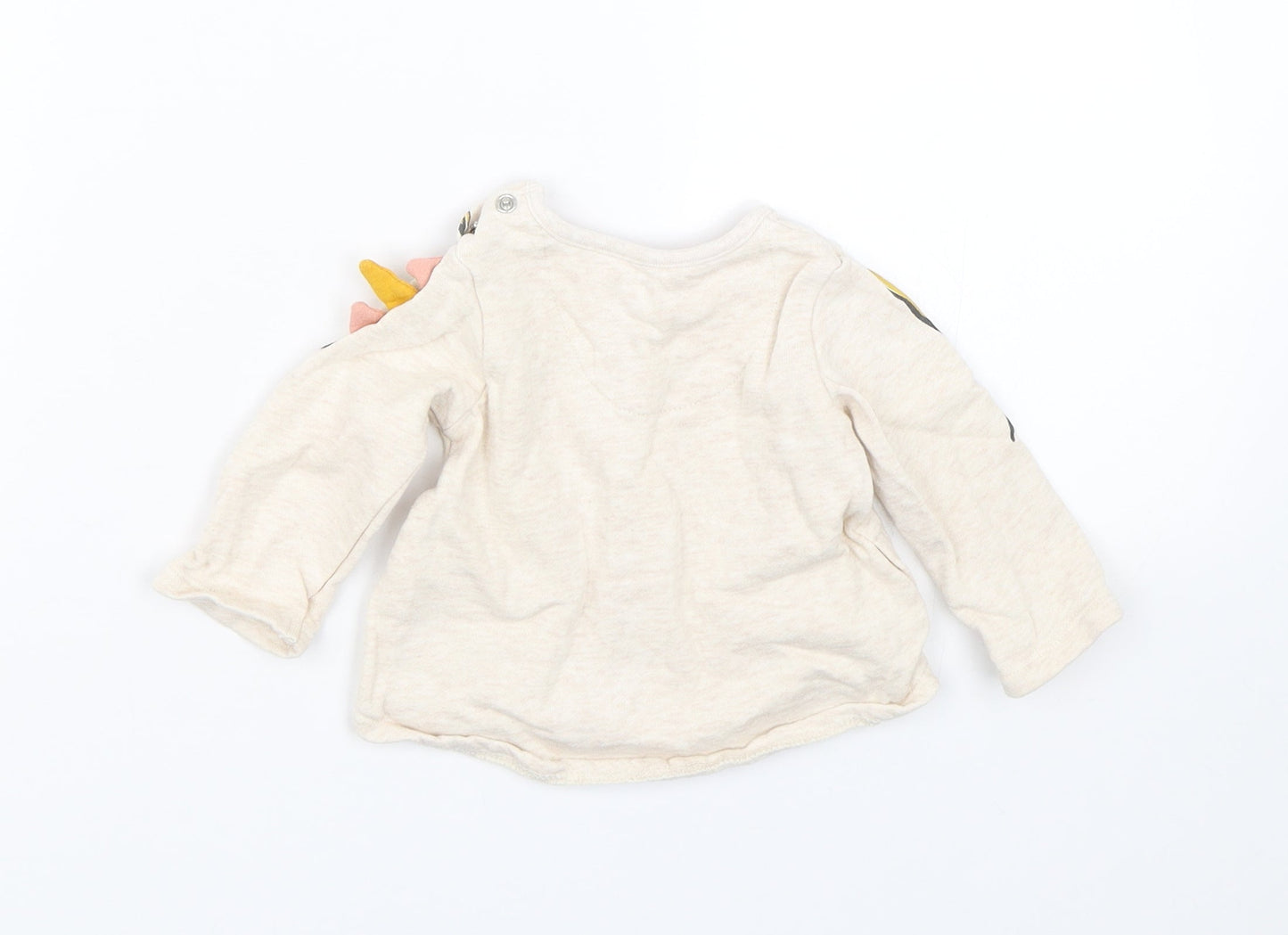 F&F Girls Beige   Basic T-Shirt Size 0-3 Months  - unicorn