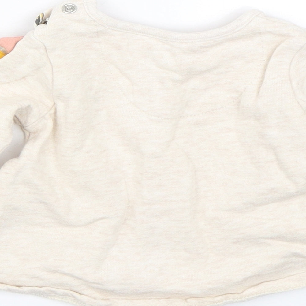 F&F Girls Beige   Basic T-Shirt Size 0-3 Months  - unicorn
