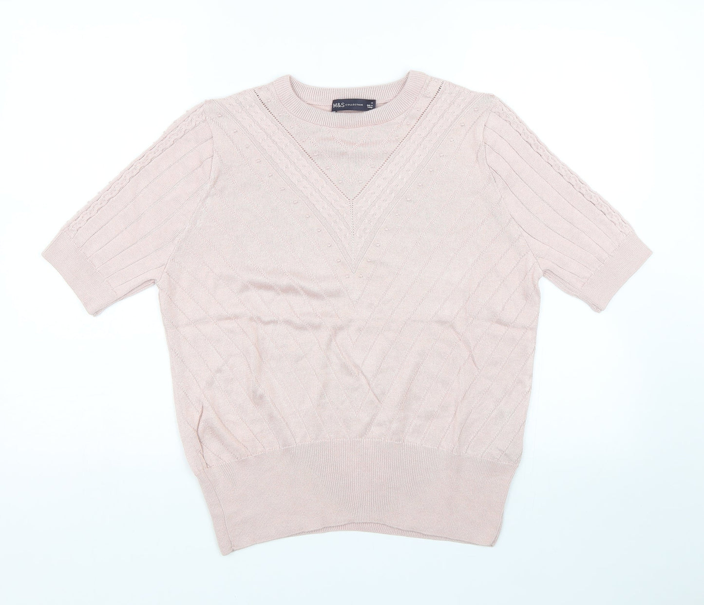M&S Womens Pink   Basic T-Shirt Size 14