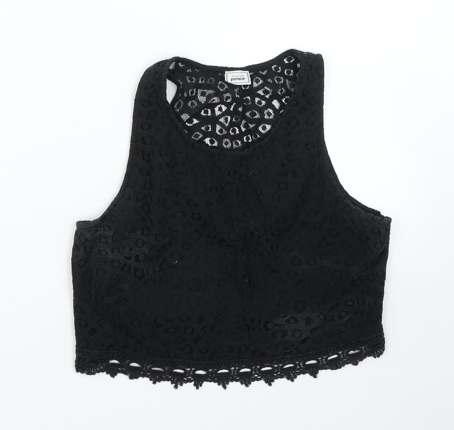Pimke Womens Black Floral  Cropped Tank Size XS
