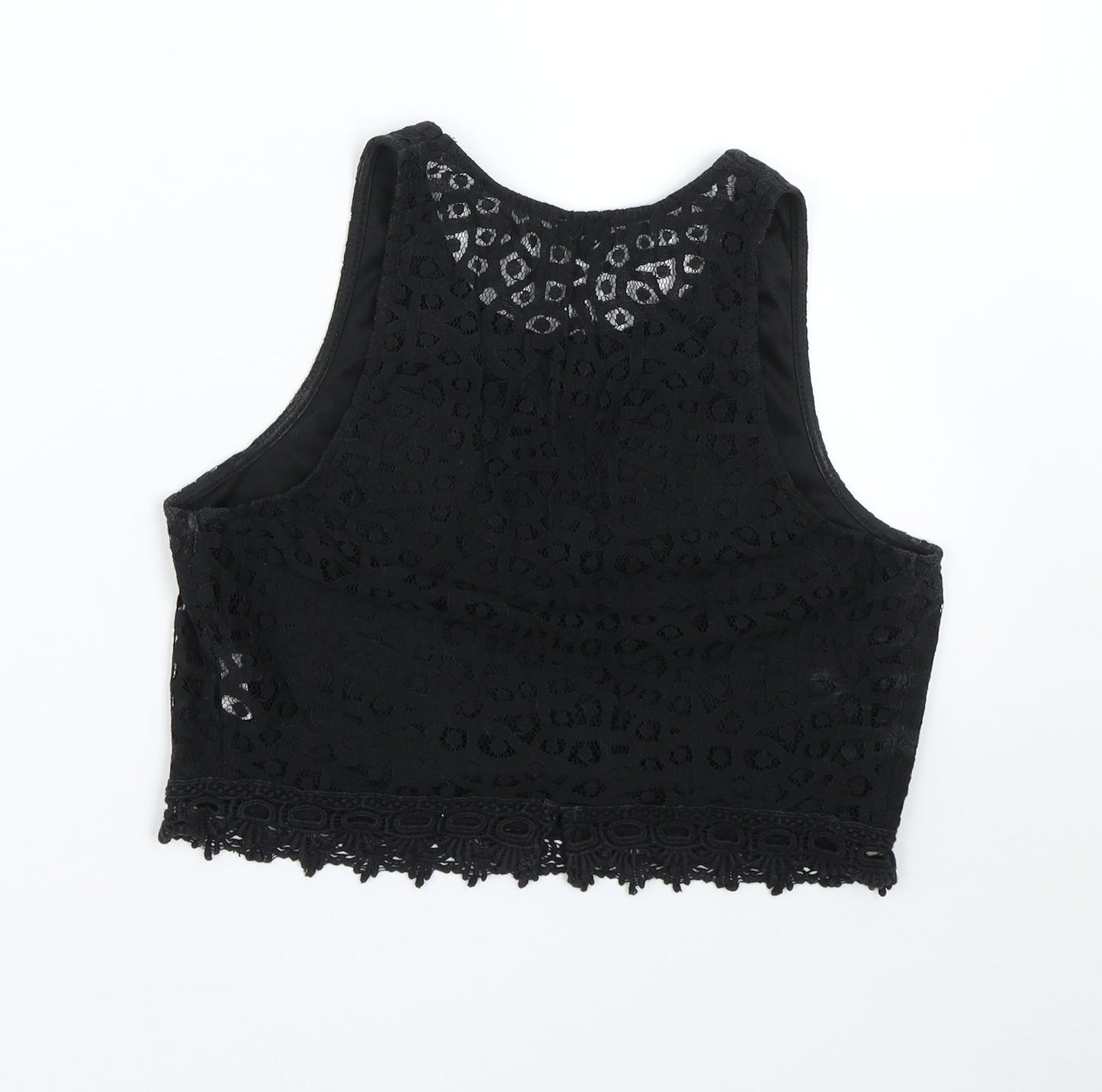 Pimke Womens Black Floral  Cropped Tank Size XS