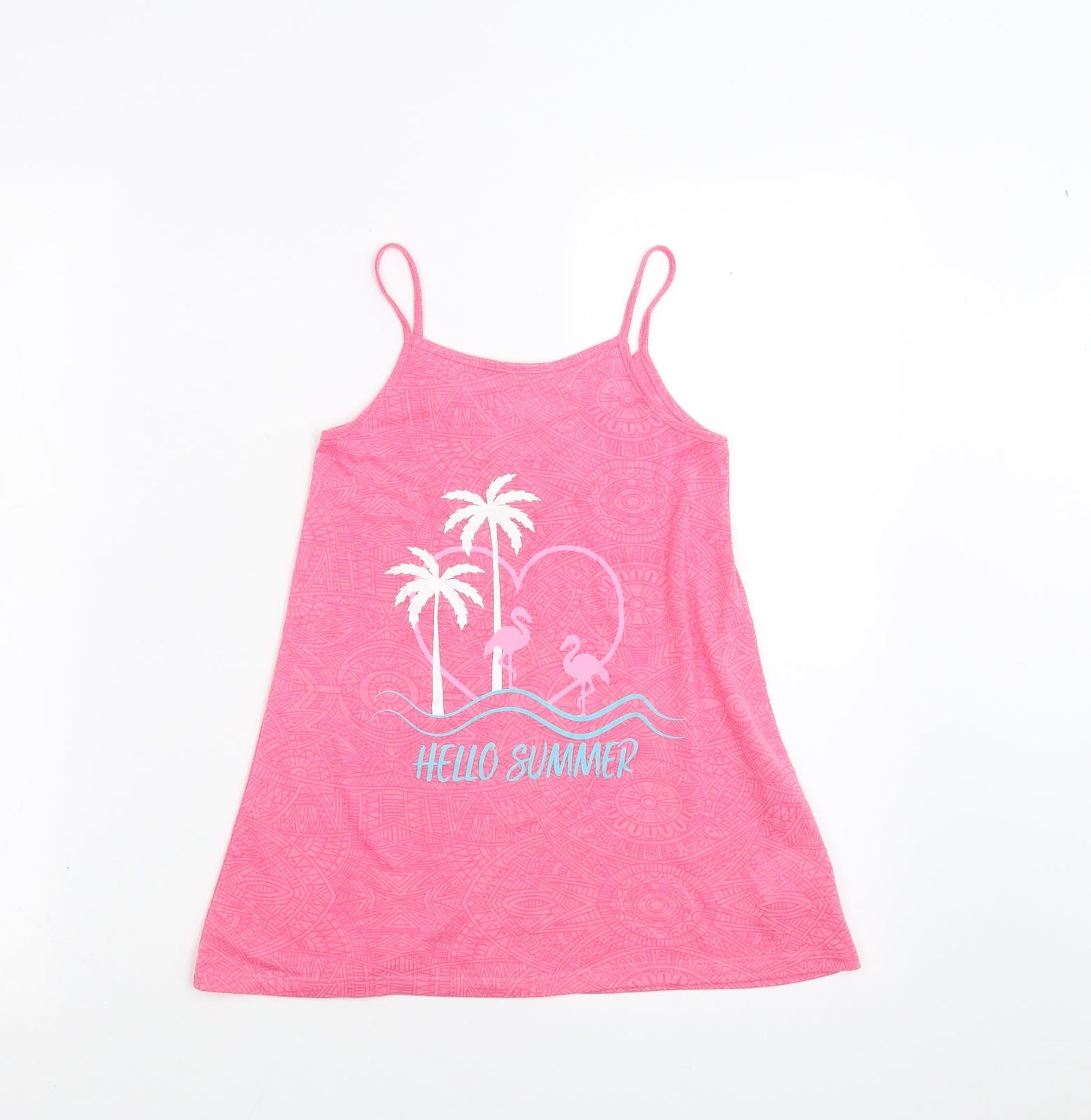 Matalan Girls Pink Geometric  Camisole T-Shirt Size 4 Years  - hello summer