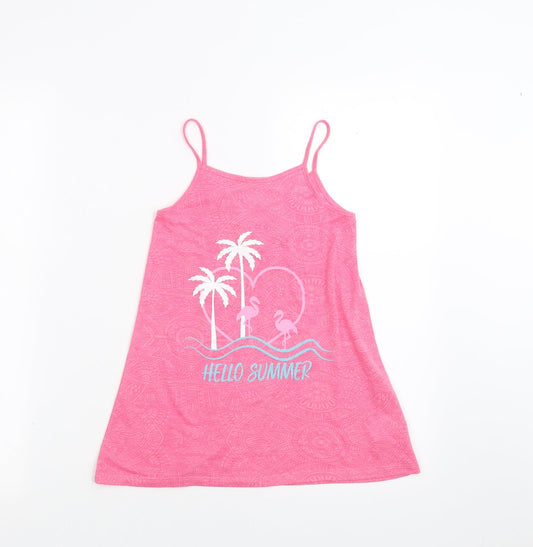 Matalan Girls Pink Geometric  Camisole T-Shirt Size 4 Years  - hello summer