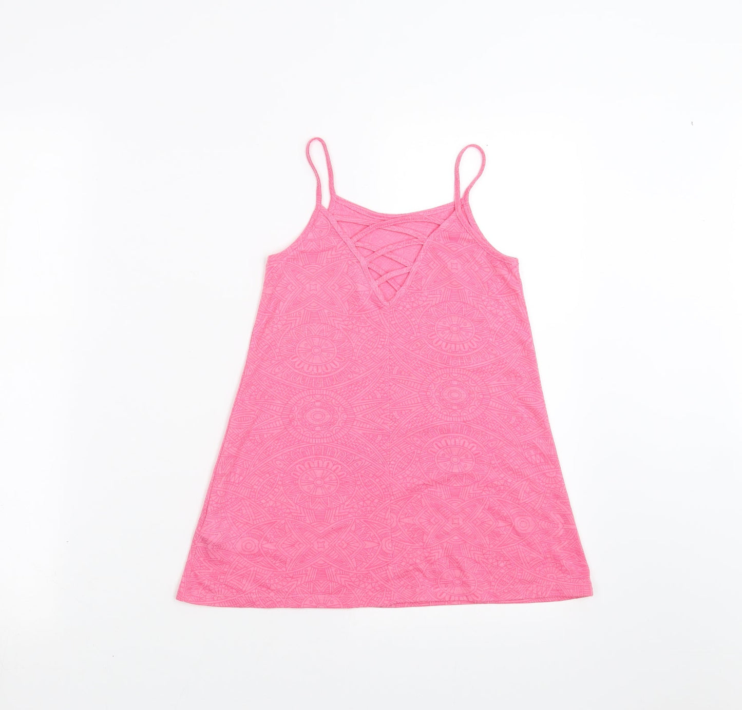 Matalan Girls Pink Geometric  Camisole T-Shirt Size 4 Years  - hello summer