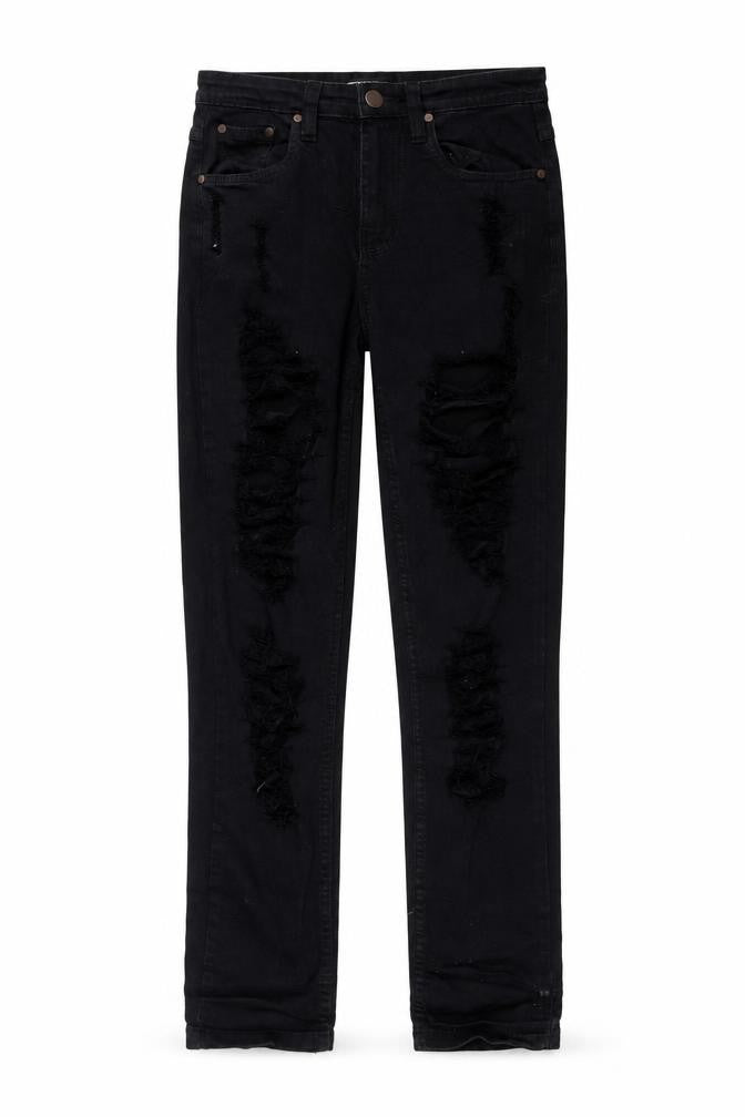 PRETTYLITTLETHING Womens Black  Denim Straight Jeans Size 6 L31 in