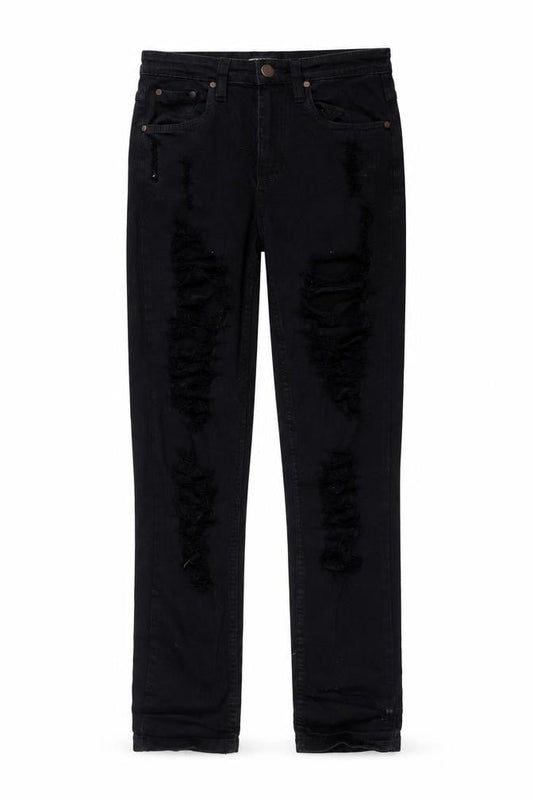 PRETTYLITTLETHING Womens Black  Denim Straight Jeans Size 6 L31 in