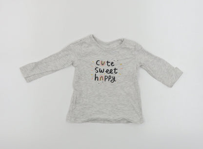 Additional front view of George girls’ grey basic t-shirt, size 6-9, months