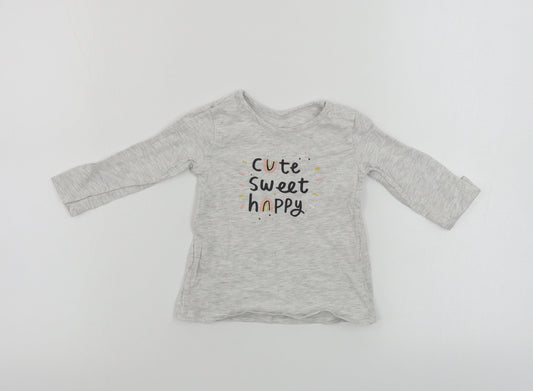 George  Girls Grey   Basic T-Shirt Size 6-9 Months