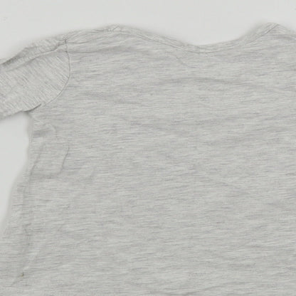 Brand and care label for George girls’ grey basic t-shirt, size 6-9, months