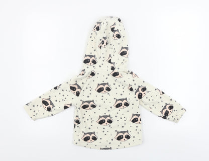 Next  Girls Beige Animal Print  Pullover Hoodie Size 2 Years