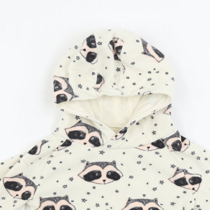 Next  Girls Beige Animal Print  Pullover Hoodie Size 2 Years