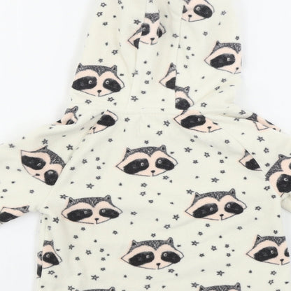 Next  Girls Beige Animal Print  Pullover Hoodie Size 2 Years