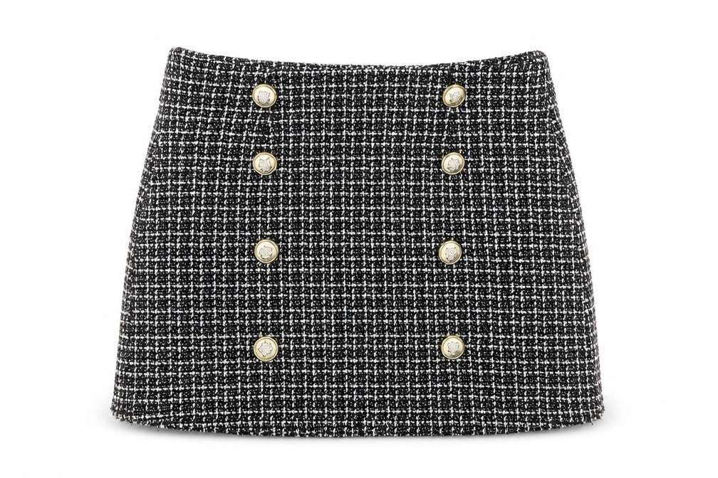 Preworn Womens Black Check  A-Line Skirt Size S