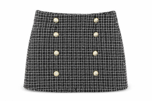 Preworn Womens Black Check  A-Line Skirt Size S