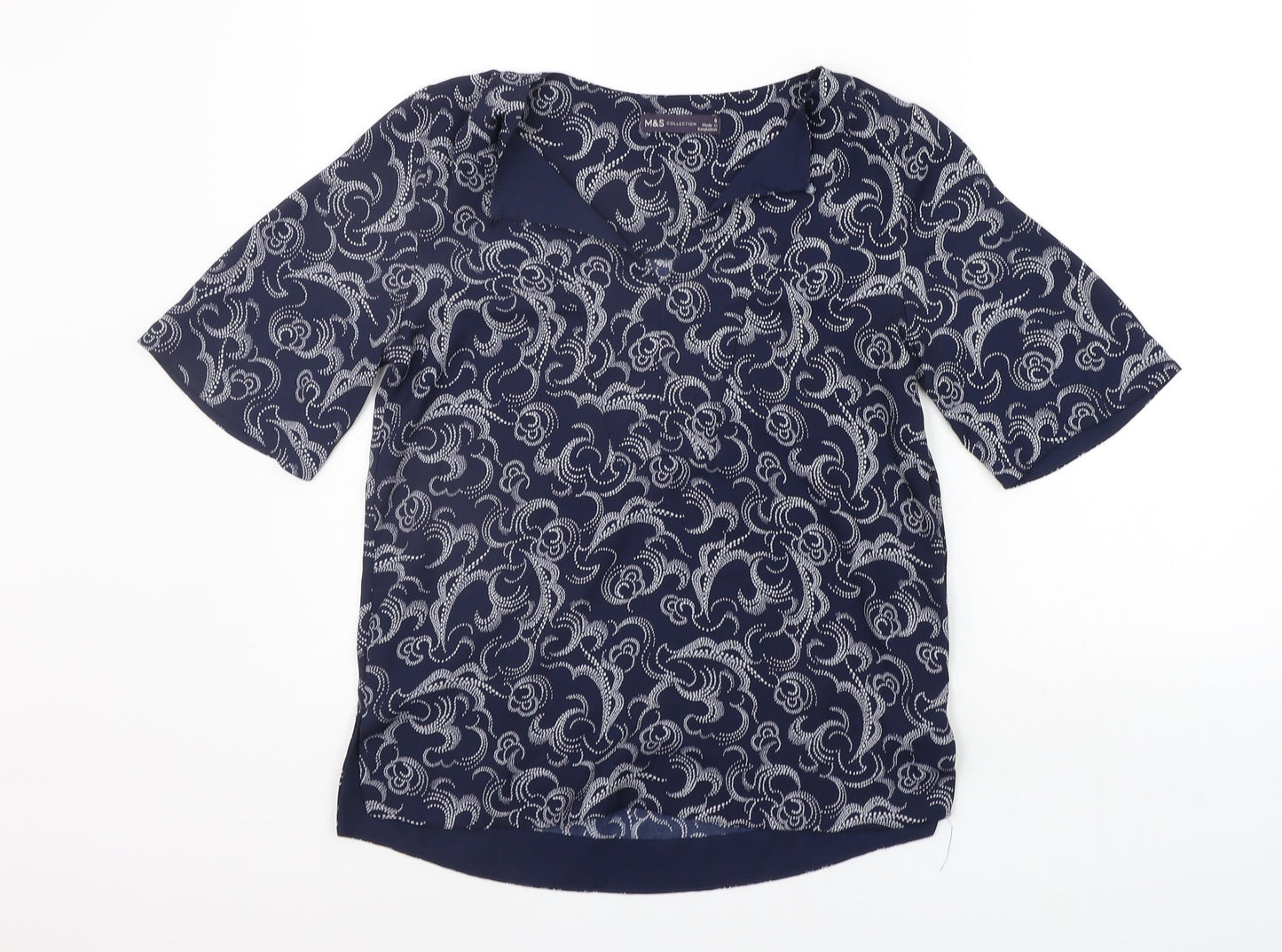 Marks and Spencer Womens Blue Geometric  Basic Blouse Size 6