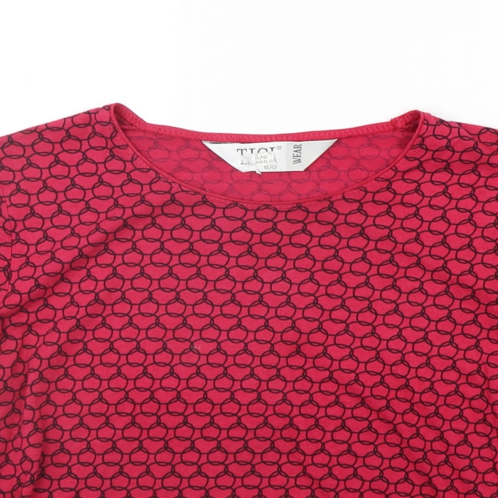 TIGI Womens Pink Geometric   T-Shirt Size 10