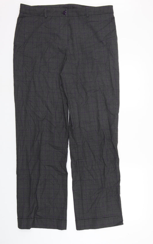 Marks and Spencer Womens Grey Check  Sweatpants Trousers Size 16 L21 in