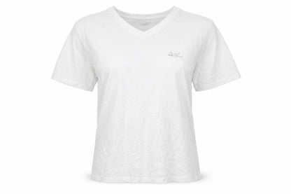 Front view of Atlasformen women’s white basic t-shirt, size L