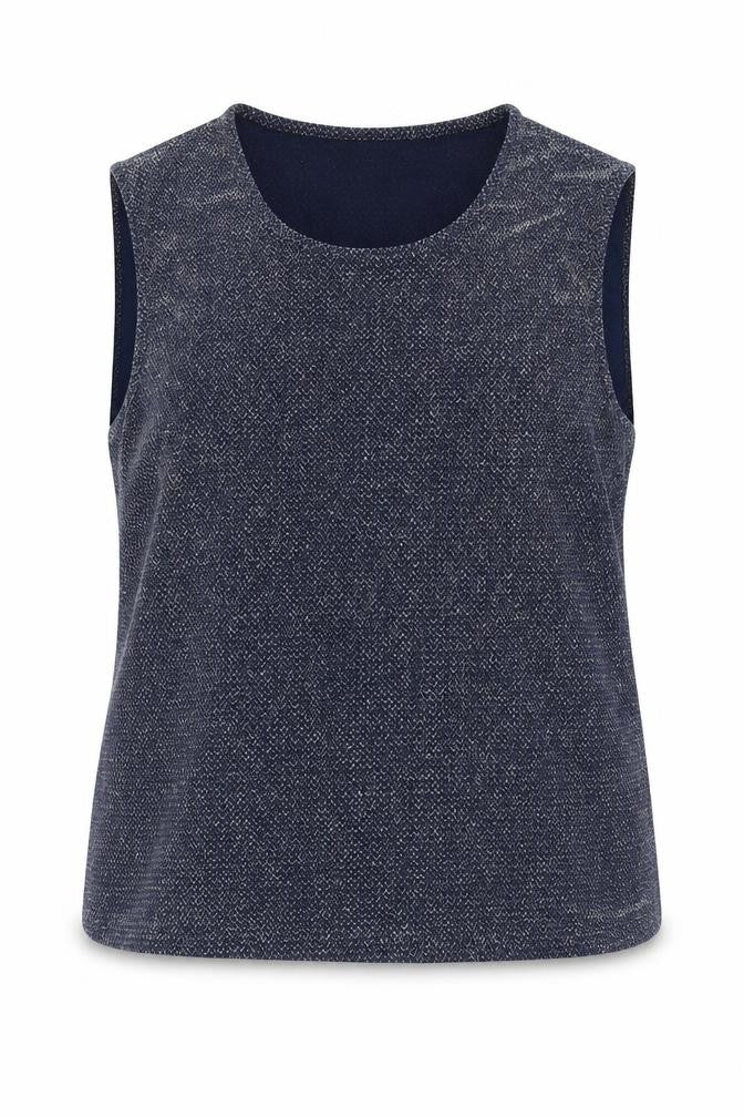 Blue Inc Womens Blue Herringbone  Basic Blouse Size 16